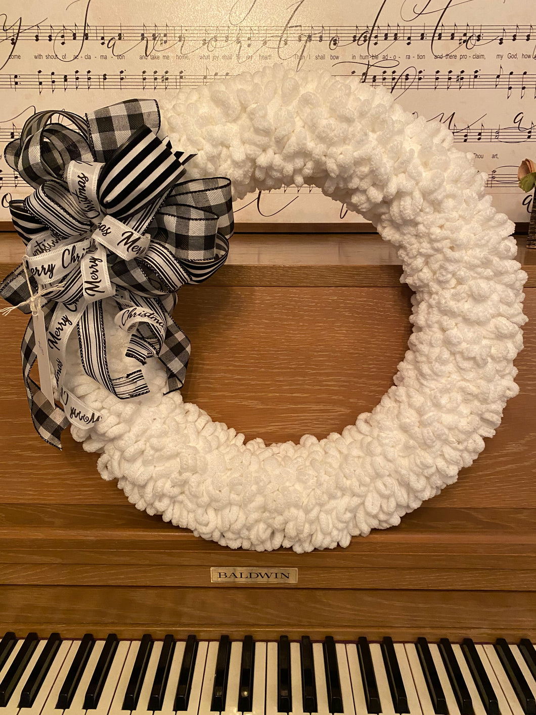 Black and white wreath